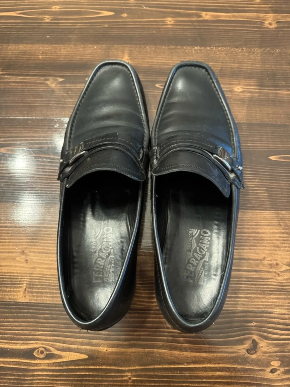 Salvatore Ferragamo Black Leather Men's Slip-On Driving Loafers Size 11.5